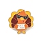 Thanksgiving Day Enamel Pin, Painting Alloy Badge for Backpack Clothes, Light Gold, Turkey, 30.5x30.5mm