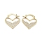 Rack Plating Brass Micro Pave Cubic Zirconia Hoop Earring, Cadmium Free & Lead Free, Long-Lasting Plated, Heart, Real 18K Gold Plated, 22x2mm