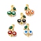 Rack Plating Brass Enamel Pendants, Long-Lasting Plated, Cadmium Free & Nickel Free, Cherry with Evil Eye, Mixed Color, 11x7x2mm, Hole: 1.2mm
