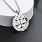 201 Stainless Steel Pendant Necklaces with Alloy Box Chain, Stainless Steel Color, Flat Round Constellation Pattern, Libra, 23.62 inch(60cm)