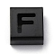 Ion Plating(IP) 304 Stainless Steel Square Slide Charms, Black, Letter F, 9x8x4mm, Hole: 3.5x8.5mm