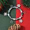 Glass with Synthetic Moonstone Christmas Theme Beaded Stretch Bracelets for Women, with Alloy Pendants, Antique Silver, Inner Diameter: 2-1/8 inch(5.4cm)