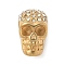 304 Stainless Steel Rhinestone Beads, Skull, PVD Vacuum Plating, Golden, Crystal, 15x9x9mm, Hole: 2mm