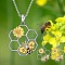 Alloy Pendant Necklaces & Stud Dangle Earrings Sets, Platinum, Bees, 470mm