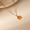 Halloween 304 Stainless Steel Enamel Pendant Necklaces for Women, Golden, Orange Color, Haunted House, 16.14 inch(41cm), Pendant: 16.7x12.7mm