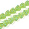 Handmade Lampwork Beads Strands, Triangle with Dot, Light Green, 12~14x13.5~14x6.5~8mm, Hole: 1.2~1.5mm, about 35pcs/strand, 17.72 inch(45cm)