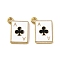 Rack Plating Alloy Charms, with Enamel, Cadmium Free & Nickel Free & Lead Free, Golden, Playing Card Charm, Ace of Clubs, Black, 14.5x11x1.5mm, Hole: 1.4~1.5mm