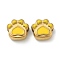 Ion Plating(IP) 304 Stainless Steel Beads, with Enamel, Real 18K Gold Plated, Cat Paw Print, Gold, 14x15x7mm, Hole: 3mm