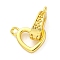 Brass Fold Over Clasps, Heart, Real 18K Gold Plated, 20mm, Hole: 1.2mm