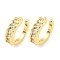 Brass Micro Pave Cubic Zirconia Cuff Earrings, for Women, Real 18K Gold Plated, 14x3.5mm