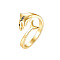 Brass Cuff Open Rings, Shark, Golden, 15~20mm