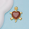 Synthetic Goldstone Cabochons, Turtles, Heart, 39x30x8mm