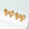 304 Stainless Steel Stud Earrings, Ion Plating(IP), Bowknot, Real 14K Gold Plated, 19.5x27.5mm