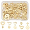 60Pcs 10 Styles Stainless Steel Charms, Heart, Golden, 8~11x5~13.7x0.5~3mm, Hole: 1~3.5mm, 6pcs/style