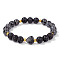 Heart & Round Natural Lava Rock Bead Stretch Bracelets, show in picture