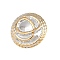 304 Stainless Steel Cuff Open Rings, Round, Statement Rings, Ion Plating(IP), Golden & Stainless Steel Color, 24mm, Inner Diameter: 17mm