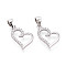 925 Sterling Silver Micro Pave Clear Cubic Zirconia Pendants, Heart Charms with 925 Stamp, Rhodium Plated, Platinum, 17x12x2mm, Hole: 3.5x5.5mm