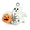 Halloween Theme Resin Pendants, with Platinum Iron Findings, Ghost, 24.5x27.5x8mm, Hole: 2mm