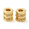 Rack Plating Brass Cubic Zirconia Beads, Long-Lasting Plated, Cadmium Free & Lead Free, Hexagon, Golden, 7.4x7.5mm, Hole: 3.2mm