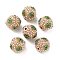 Golden Plated Alloy Rhinestone Beads, with ABS Imitation Pearl, Round, Peridot, 15x14mm, Hole: 1.6mm