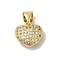 Brass Micro Pave Cubic Zirconia Charms, Cadmium Free & Nickel Free & Lead Free, Heart, Real 18K Gold Plated, 10.5x10.5x5mm, Hole: 4.5x3.5mm