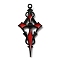 Jet Rhinestone Cross Pendatn with Red Enamel, Alloy Pendant, Electrophoresis Black, 47.5x21.5x4mm, Hole: 1.8mm