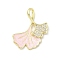 Brass Micro Pave Cubic Zirconia with Enamel Pendants, Gingko Leaf, Real 18K Gold Plated, Pink, 25x23.5x2.5mm, Hole: 3.3x5.8mm