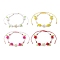Glass Seed Bead and Resin Braided Bead Bracelets for Women, Rose & Butterfly, with Nylon Thread, Mixed Color, Inner Diameter: 1-7/8~3-3/8 inch(4.7~8.5cm) 