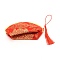 Polyester Gift Packing Pouches, with Tassel and Zipper, Flower Pattern, Red, 6.5x12.7x1.7cm, 10pcs/set