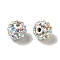 Pave Disco Ball Beads, Polymer Clay Rhinestone Beads, Grade A, Round, Crystal AB, PP12(1.8~1.9mm), 8mm, Hole: 2mm