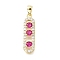 Brass Micro Pave Cubic Zirconia Pendants, Oval, Lead Free & Cadmium Free, Real 18K Gold Plated, Rack Plating, Lasting Plated, Medium Violet Red, 22x6x2.5mm, Hole: 2.5x4mm
