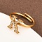 304 Stainless Steel Micro Pave Cubic Zirconia Cuff Open Rings, Letter, Ion Plating(IP), Real 18K Gold Plated, Letter K, 1.5mm, Inner Diameter: 15.6mm
