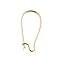 Brass Hoop Earrings Findings, Kidney Ear Wires, Long-Lasting Plated, Nickel Free, Real 18K Gold Plated, 25x11.5mm, Hole: 4.5mm, Pin: 0.8mm