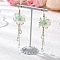 Flower Dangle Earrings, with Brass Earring Hooks & 304 Stainless Steel Flat Head Pins & Acrylic Bead Caps & Glass Beads, Honeydew, 79x23mm