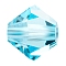 Preciosa® Crystal Beads, Czech Crystal, Bicone(451 69 302 Rondelle), 60010 Aqua Bohemica, 6mm, Hole: 1mm