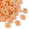 Transparent Resin Rondelle European Beads, with Triangle Paillette & Platinum Tone Brass Cores, Large Hole Beads, Orange, 14x8.5mm, Hole: 5mm