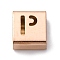 Ion Plating(IP) 304 Stainless Steel Square Slide Charms, Rose Gold, Letter P, 9x8x4mm, Hole: 3.5x8.5mm