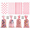 4 Styles OPP Cellophane Candy Storage Bags Sets, Rectangle with Pattern, Pink, 27x13x0.002cm