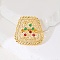 Abstract Vintage Trapezoid Brass Colorful Rhinestones Women's Ring, European and American Fashion, Real 18K Gold Plated, Inner Diameter: 16~19mm