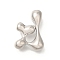Rack Plating Brass Beads, Balloon Letter, for Personalized Name Necklaces Making, Long-Lasting Plated, Lead Free & Cadmium Free, Platinum, Letter J, 23.5x16.5x7mm, Hole: 2mm