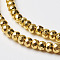 Non-magnetic Synthetic Hematite Beads Strands, Faceted, Rondelle, Golden Plated, 4x3mm, Hole: 1mm, about 108pcs/strand, 15.7 inch