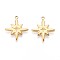 304 Stainless Steel Pendants, Star Charm, Real 14K Gold Plated, 19x16.5x1.5mm, Hole: 1.5mm