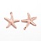 Starfish/Sea Stars Brass Pendants, Rose Gold, 23x20.5x2mm, Hole: 1mm