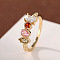 Oval & Horse Eye & Rectangle Brass with Colorful Cubic Zirconia Finger Rings, Golden, US Size 8(18.1mm)