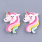 Resin Cabochons, Unicorn, Colorful, 29x20x6mm