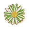 Flower Golden Enamel Pins, Painting Alloy Brooches for Backpack Clothes, Daisy, Green, 25.5x25.5mm