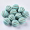 Acrylic Beads, Metal Enlaced, Plating Acrylic Beads, Golden Metal Enlaced, Corrugated Beads, Dark Turquoise, 17x16.5mm, Hole: 2.5mm