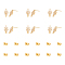 12Pcs Leaf Brass Cubic Zirconia Stud Earring Findings, with Loops and 12Pcs Ear Nuts, Nickel Free, Real 18K Gold Plated, 14.5x7.5mm, Hole: 1mm, Pin: 0.5mm