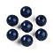 Painted Natural Wood Beads, Round, Marine Blue, 16mm, Hole: 4mm
