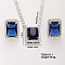 Women's Glass Rectangle Necklace & Earrings Set for Fashionable Look, Blue